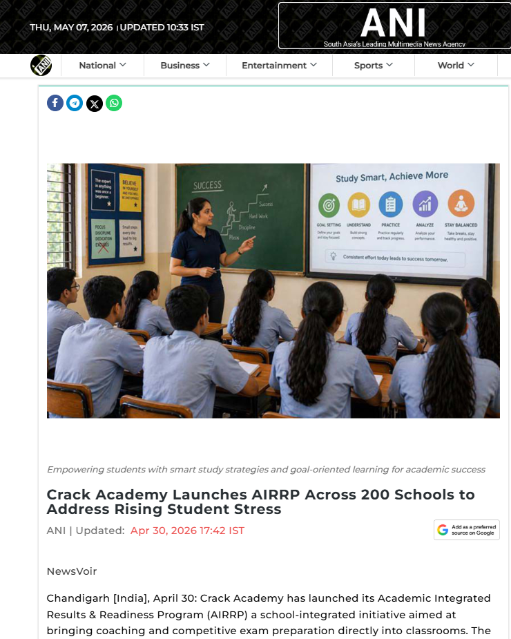 Crack Academy Launches AIRRP Across 200 Schools to Address Rising Student Stress